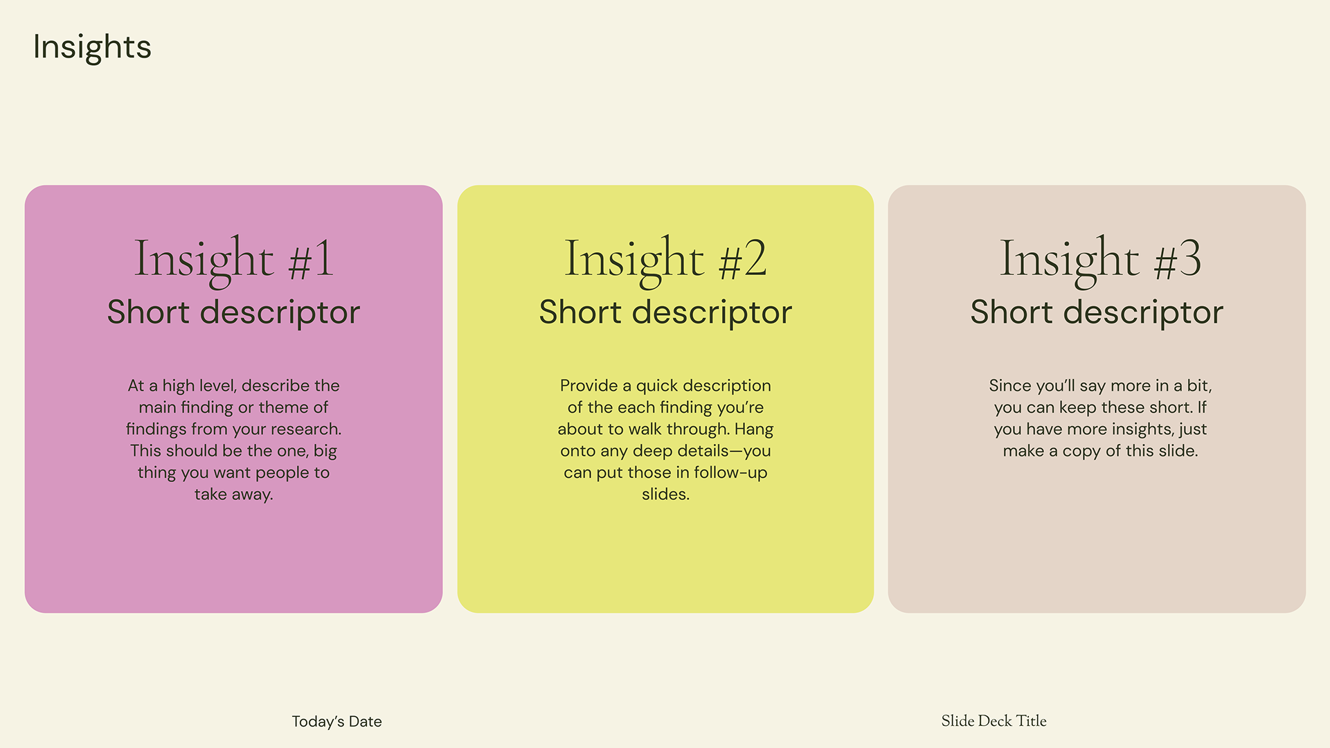 A template's voice matched to its visual style