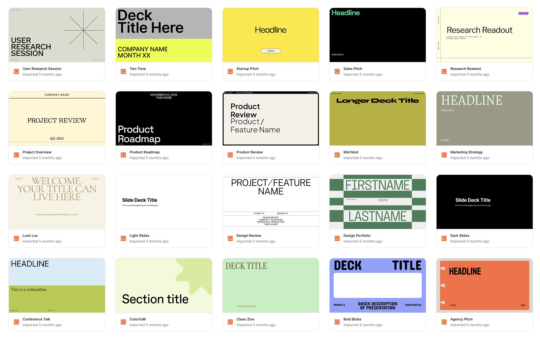 The twenty launch templates